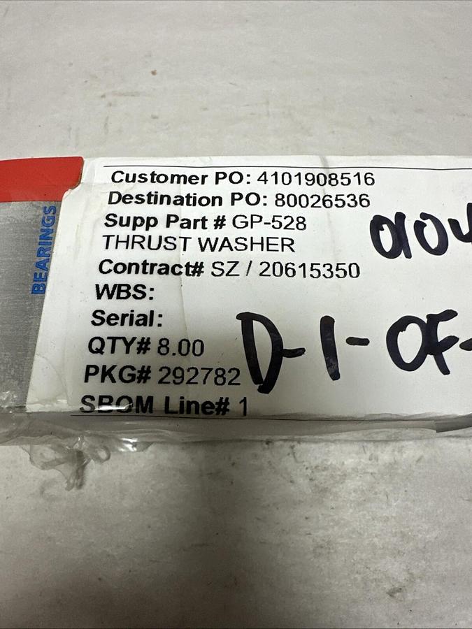 Used Koyo,TRE-1625 PB L125,Thrust Washer LOT of 8