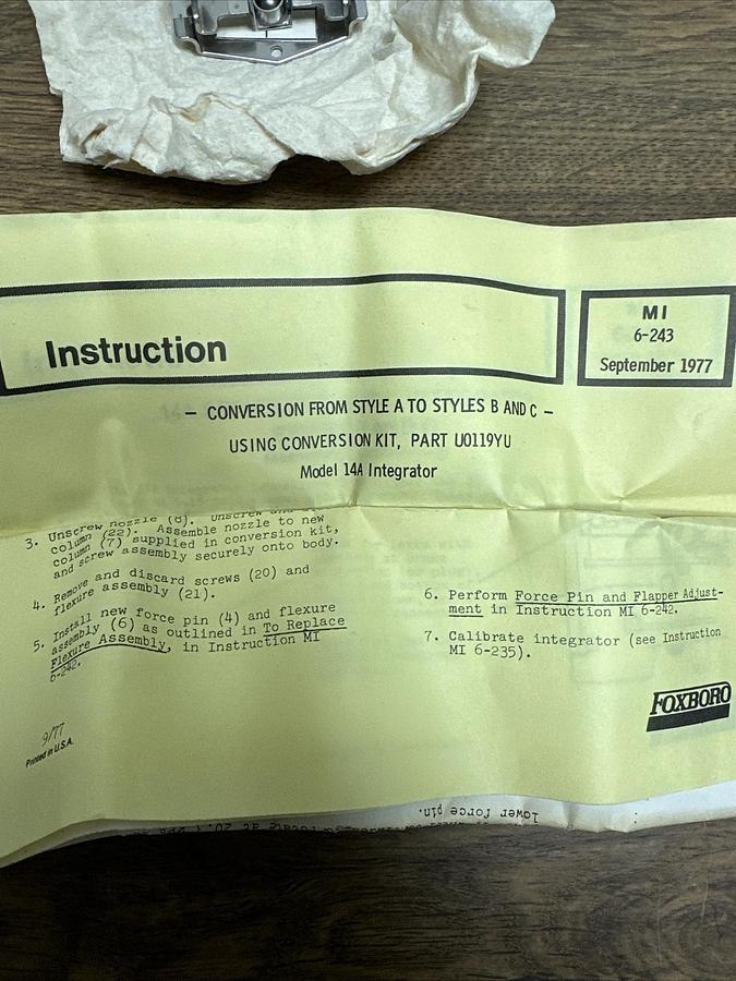 Foxboro,U0119YU,Conversion Kit From Style A to B&C