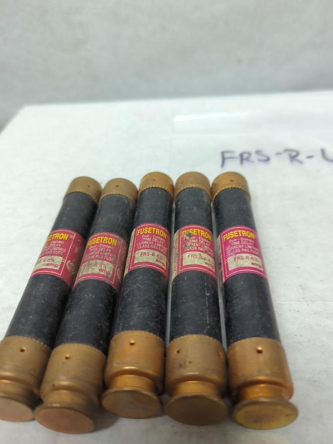 Used COOPER BUSSMANN,FRS-R-6-1/4,FUSETRON 6-1/4 AMP FUSE LOT OF 5 PRE-OWNED