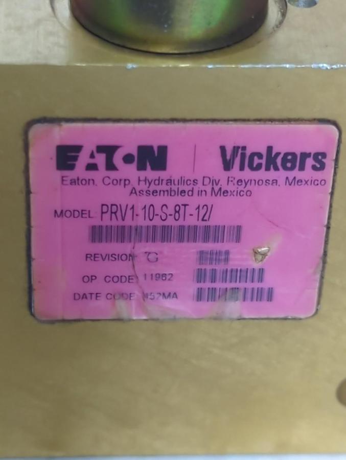 Used EATON VICKERS,PRV1-10-S-8T-12,VALVE ASSEMBLY PRE-OWNED