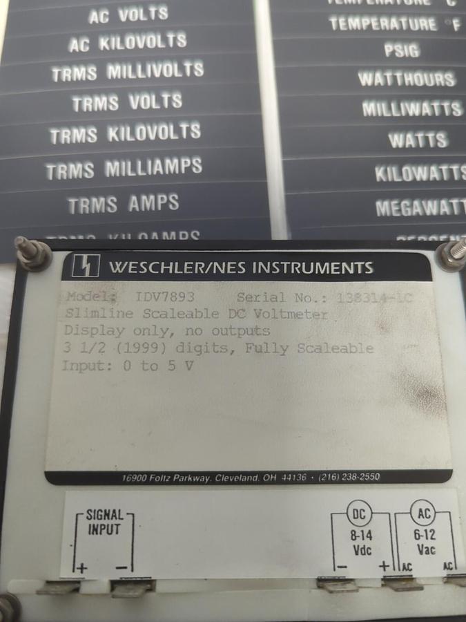 WESCHLER/NES,IDV7893,SLIMLINE SCALEABLE DC VOLTMETER DISPLAY