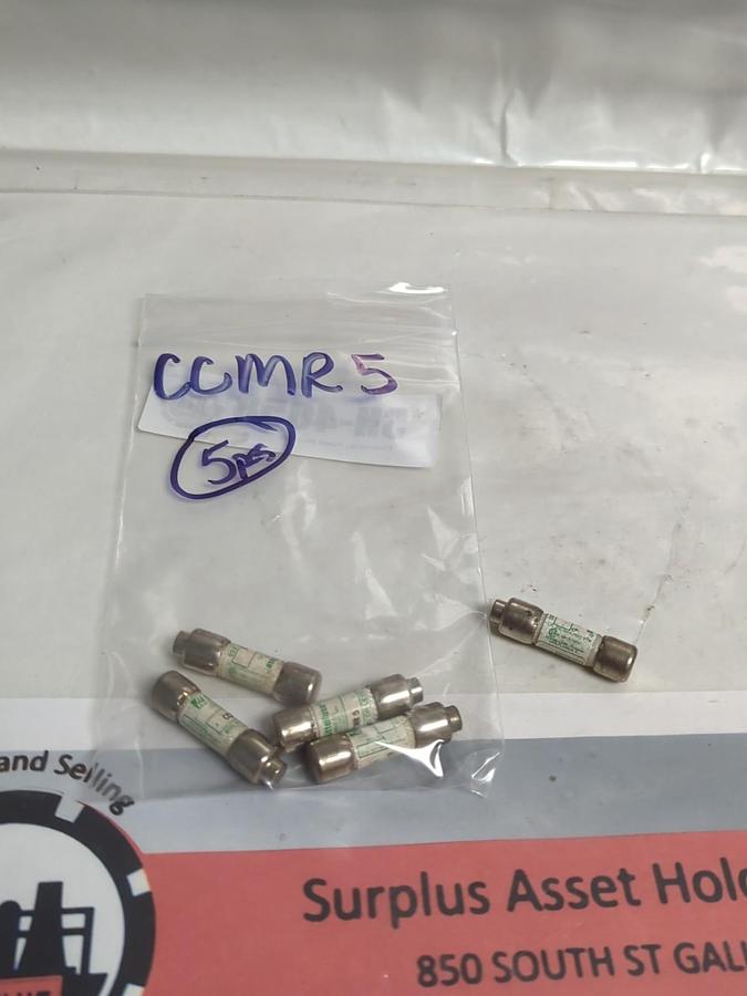 Used LITTELFUSE,CCMR5,CLASS CC 5 AMP FUSE LOT OF 5 PRE-OWNED
