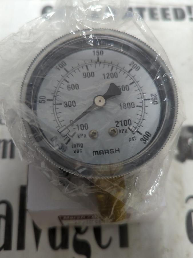 MARSH BELLOFRAM,J4624,2.5 STD 1/4 NPT PSI GAUGE NEW