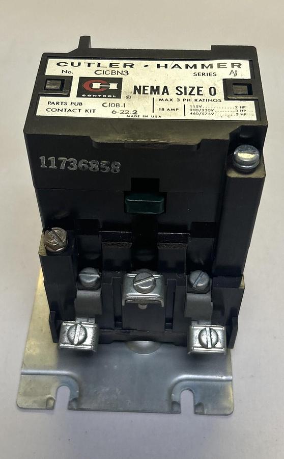 Used CUTLER HAMMER,C10B-1,CONTACTOR