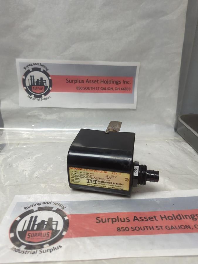 Used MCDONNELL & MILLER,FS4-3,FLOW SWITCH PRE-OWNED