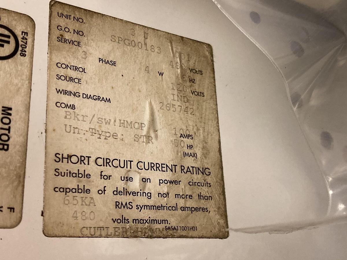 Used Westinghouse,2100 STR 50,Size 3 Fused MCC Starter Bucket