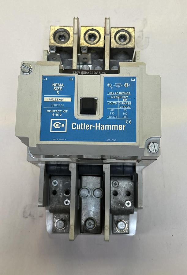 Used CUTLER-HAMMER,AN16SN0,SIZE 5 STARTER 270A 600V