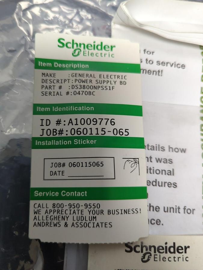 Used GE,DS3800NPSS1F,POWER SUPPLY BOARD PRE-OWNED