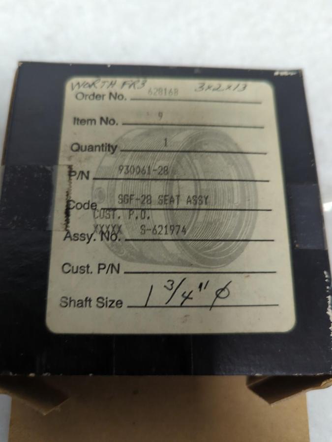 EG & G,930061-28,SHAFT SIZE 1-3/4 INCH SGF-28 SEAT ASSEMBLY NOS