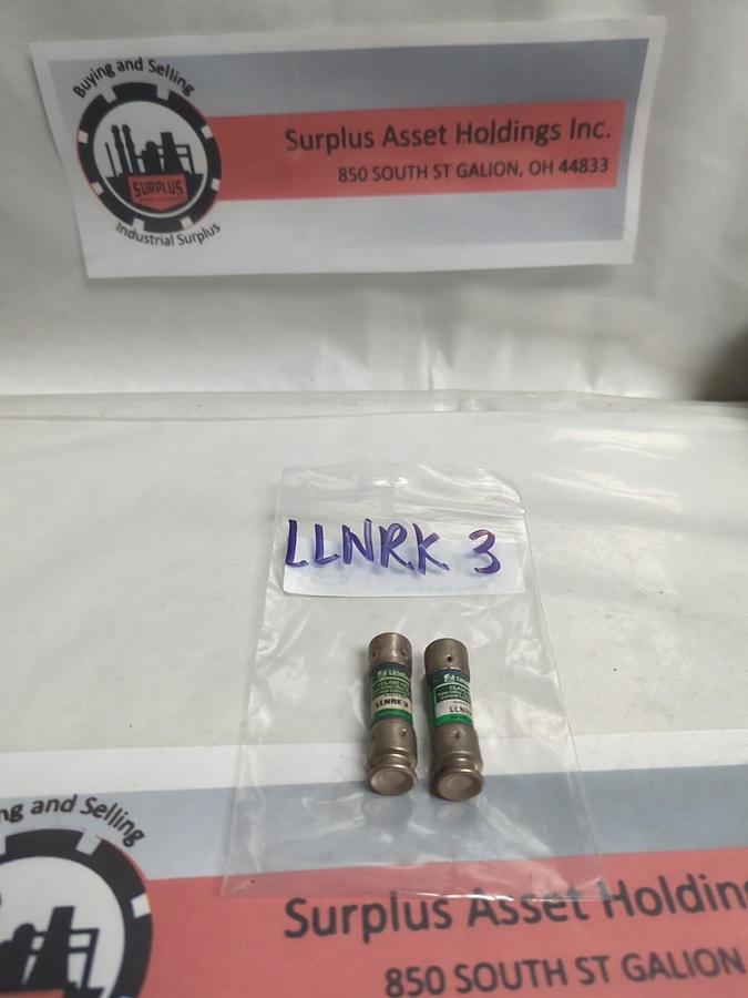 Used LITTELFUSE,LLNRK-3,TIME-DELAY FUSE 3 AMP FUSE LOT 2 OF PRE-OWNED