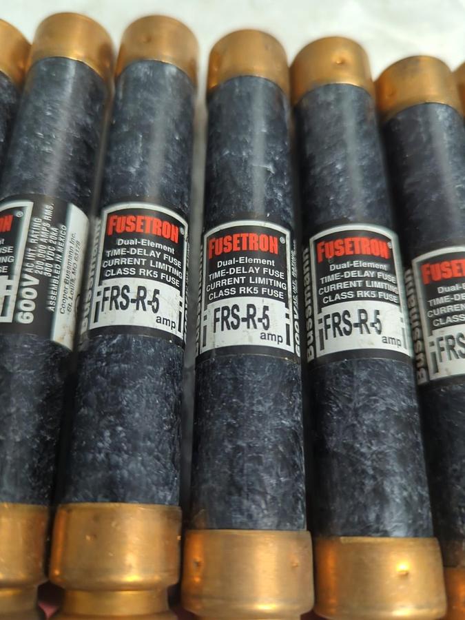 Used COOPER BUSSMANN,FRS-R-5,FUSETRON 5 AMP FUSE LOT OF 7 PRE-OWNED