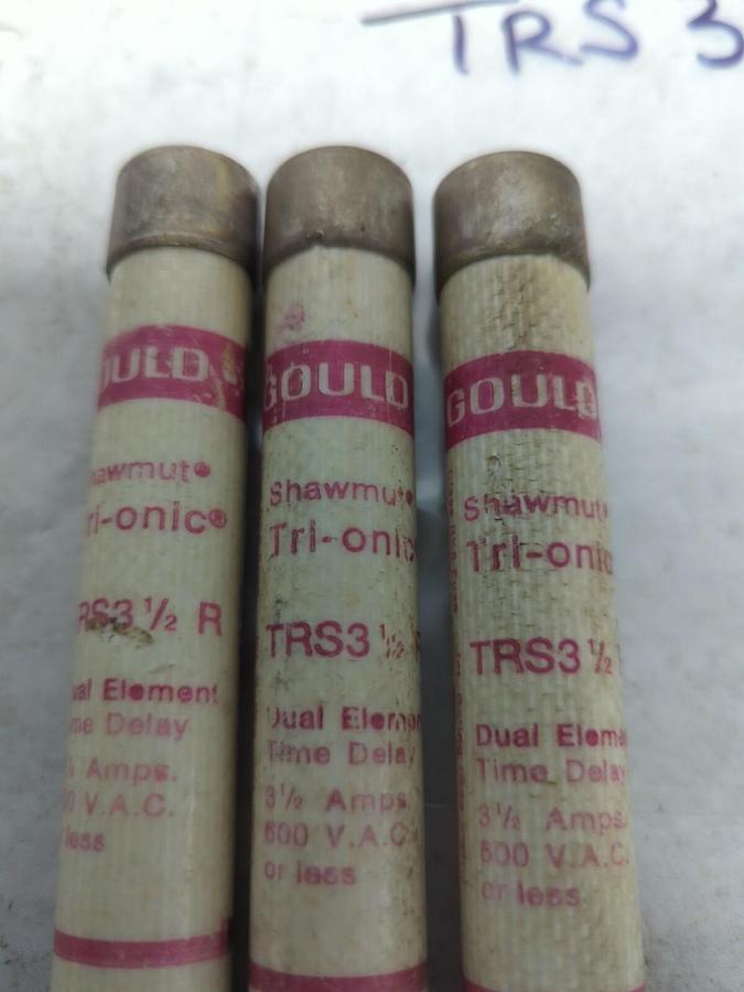 Used GOULD SHAWMUT,TRS3-1/2R,TRI-ONIC 3-1/2 AMP FUSE LOT OF 3 PRE-OWNED
