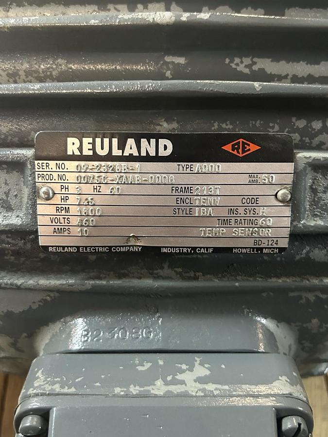 Used REULAND,0075C-XAAB-0008,BRAKE MOTOR 7.5HP 460V 1800RPM 3PH 213T FRAME