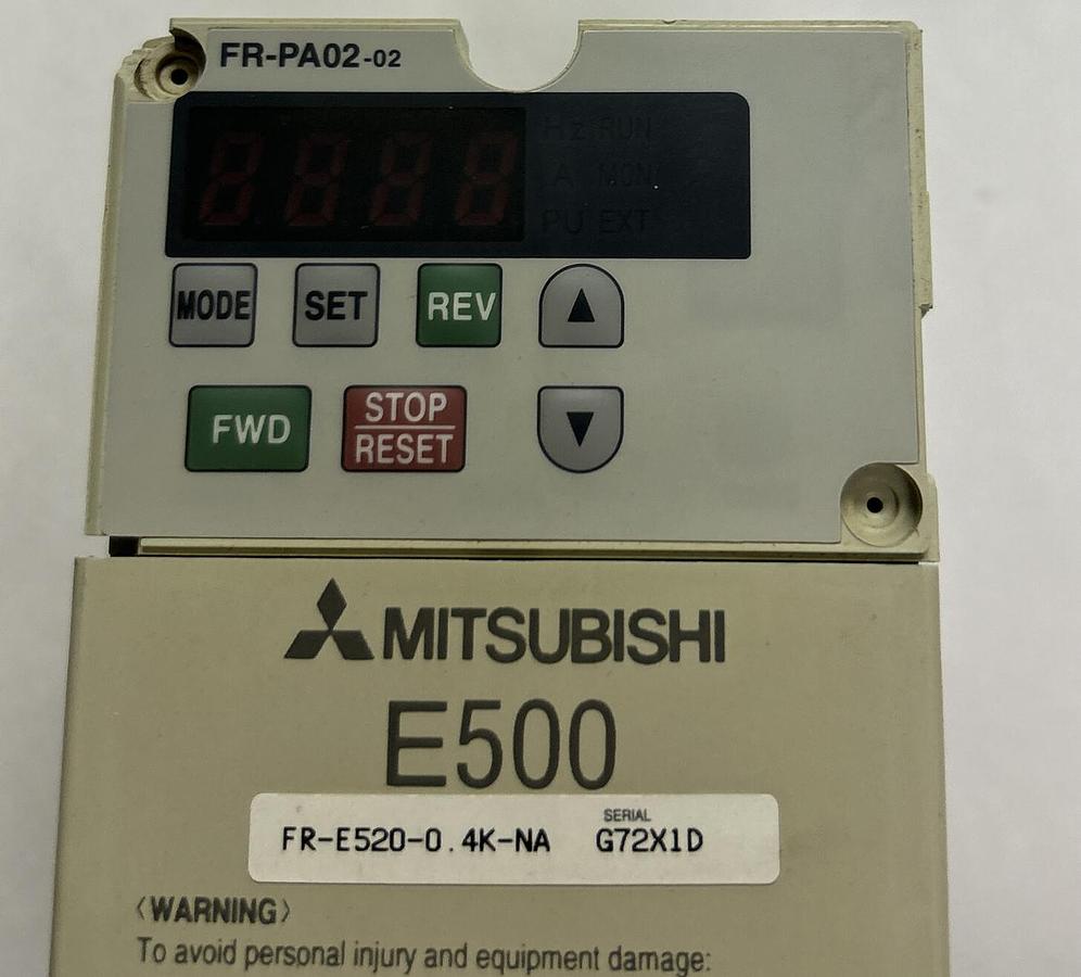 Used MITSUBISHI,FR-E520-0.4K,VARIABLE FREQUENCY DRIVE 0.4 KW 240V 3A