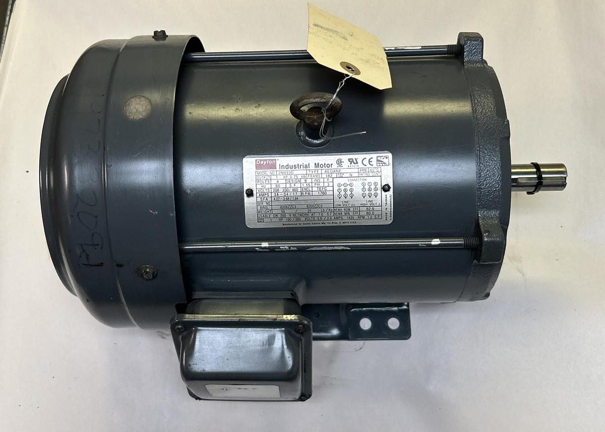 DAYTON,2N933G,INDUSTRIAL MOTOR 1HP 1760RPM 208-230/460V 3PH 182 FRAME