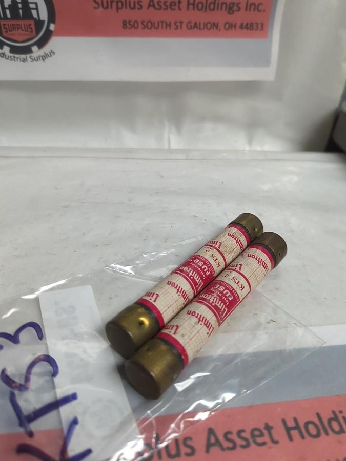 Used COOPER BUSSMANN,KTS3,LIMITRON 3 AMP FUSE LOT OF 2 PRE-OWNED
