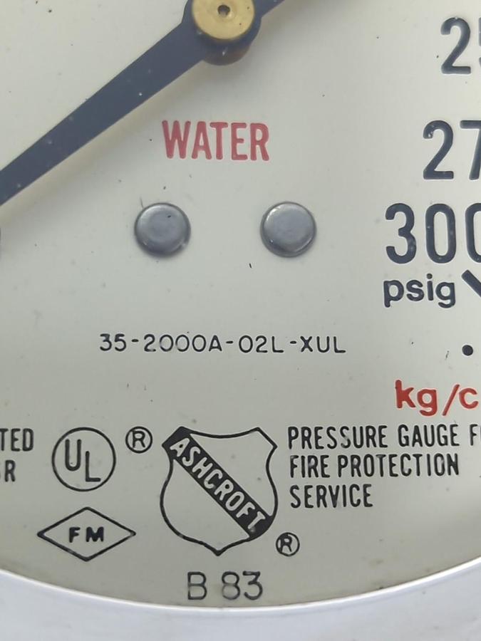 Used ASHCROFT,35-2000A-02L-XUL,GAUGE 0-300PSIG PRE-OWNED