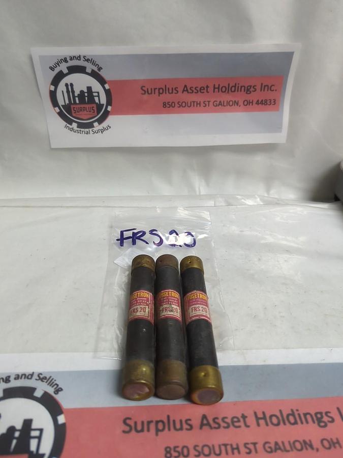 Used COOPER BUSSMANN,FRS 20,FUSETRON 20 AMP FUSE LOT OF 3 PRE-OWNED