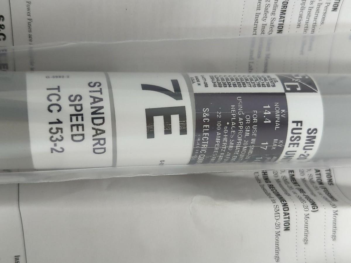S & C,612007 SMU-20,FUSE UNIT KV-14.4-17 AMP-7E TCC NO-153-2 NOS
