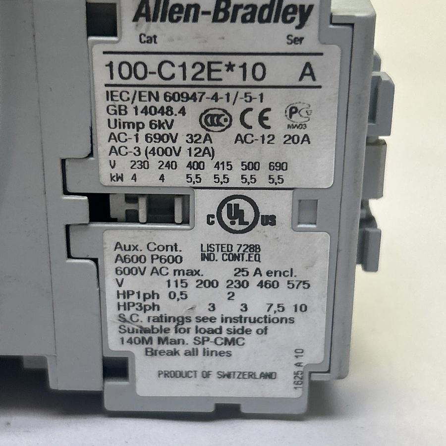 Used ALLEN BRADLEY,100-C12E*10,CONTACTOR 24VDC COIL