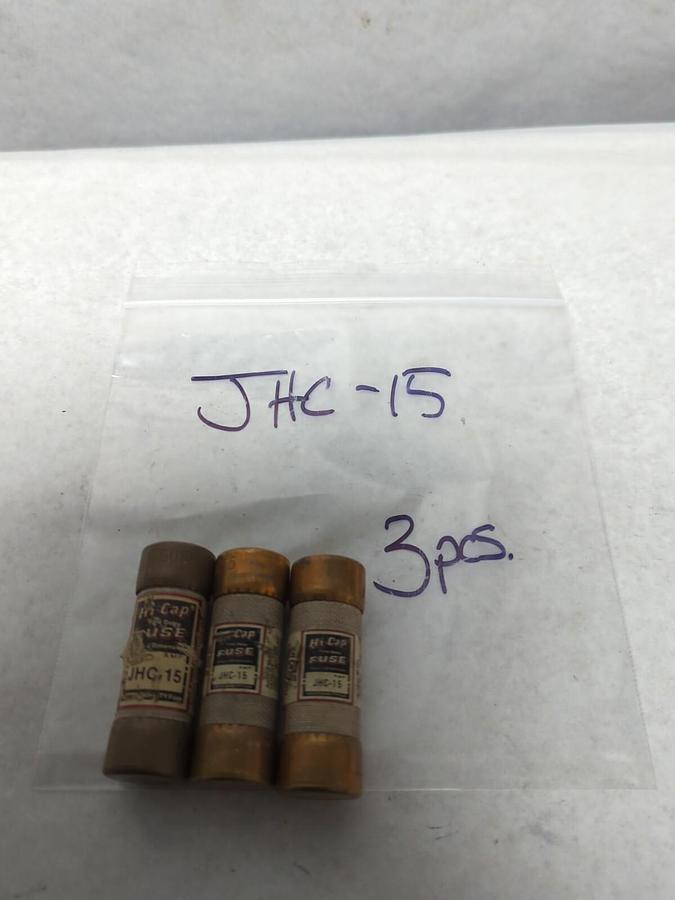 Used COOPER BUSSMANN,JHC-15,HI-CAP 15 AMP FUSE LOT OF 3 PRE-OWNED
