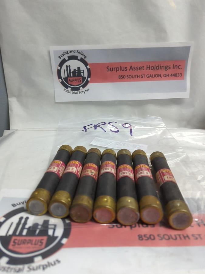 Used COOPER BUSSMANN,FRS-9,FUSETRON 9 AMP FUSE LOT OF 7 PRE-OWNED