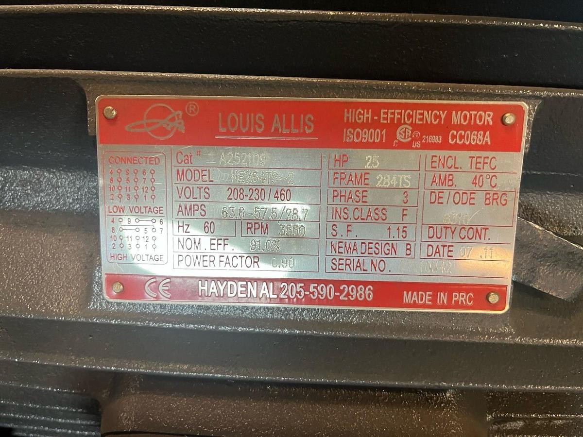 LOUIS ALLIS,A252109,MOTOR 25HP 3550RPM 3PH 284TS