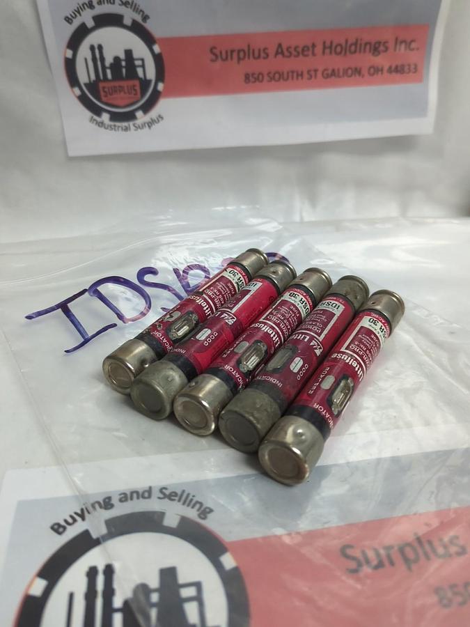 Used LITTELFUSE,IDSR-30,INDICATOR 30 AMP FUSE LOT OF 5 PRE-OWNED