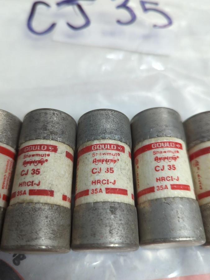 Used GOULD SHAWMUT,CJ35,CLASS J FUSE 35 AMP LOT OF 7 PRE-OWNED