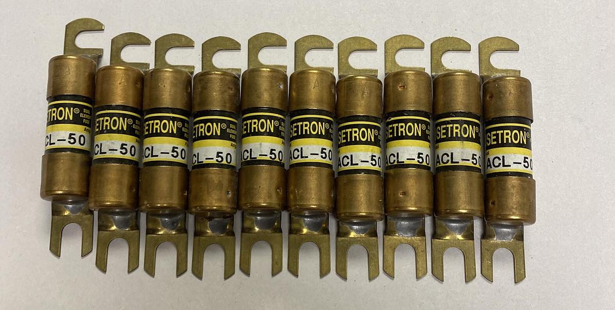 COOPER BUSSMANN,ACL-50,FUSETRON FUSE 50AMP LOT OF 10 NEW NO BOX