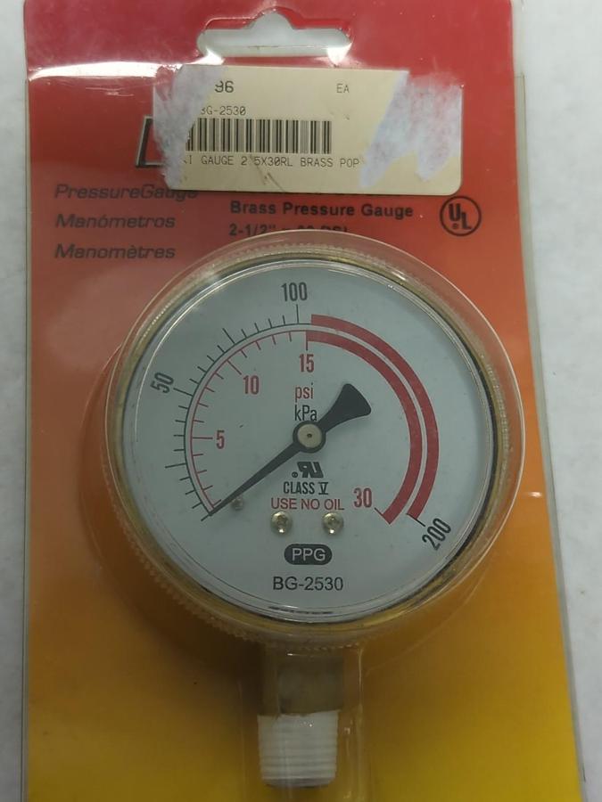 PEARSON,BG-2530,2-1/2 INCH X 30 PSI PRESSURE GAUGE NOS