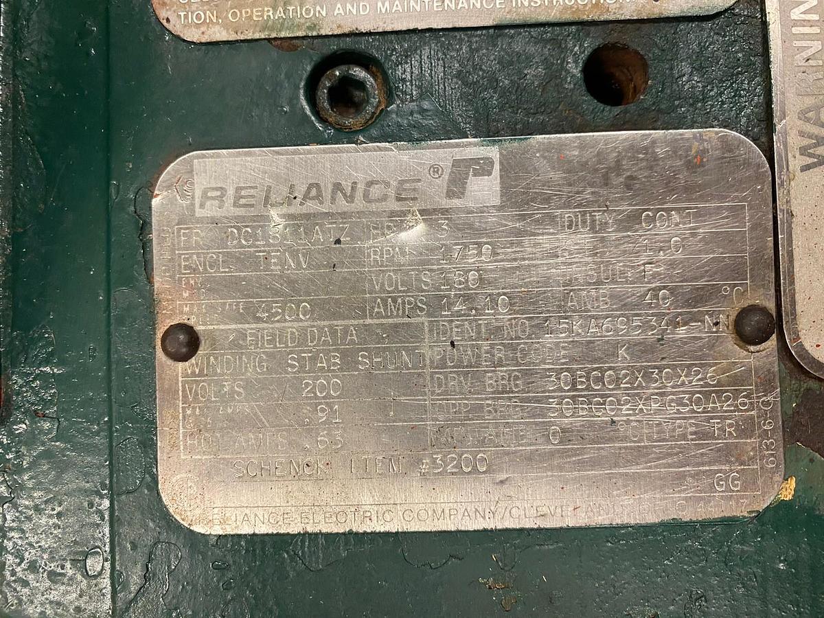 Used RELIANCE,DC1811ATZ,3HP DC MOTOR 1750RPM 180V BROCK COMPTON BD2510B/1 TACHOMETER
