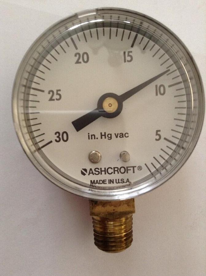Ashcroft,20W1005 H02L,Two Inch Vac Gauge Dry