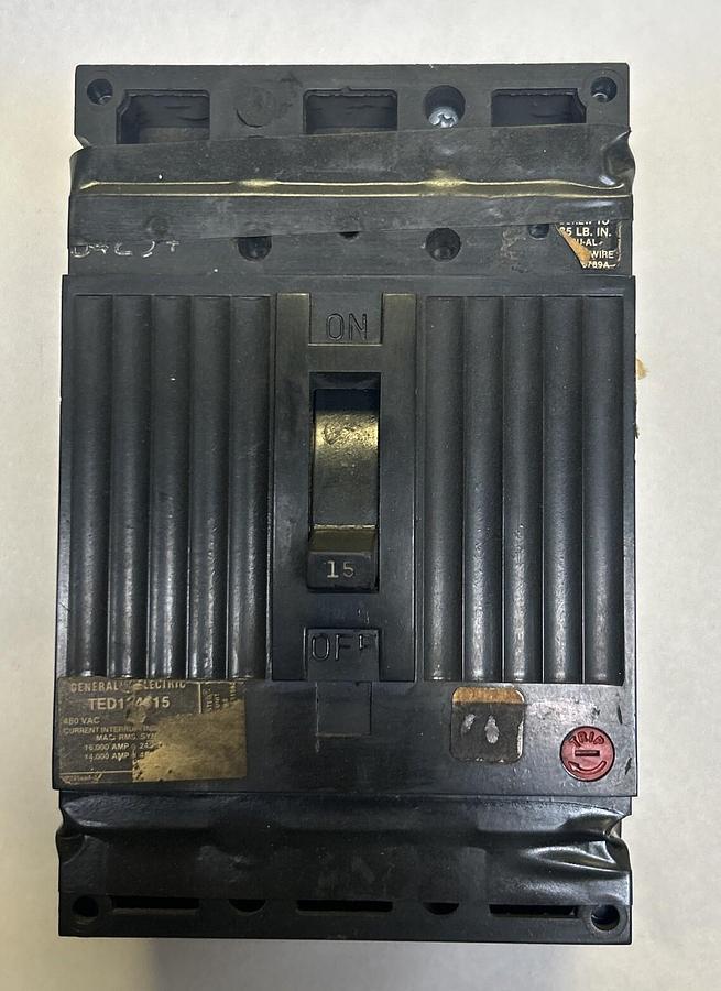 Used GENERAL ELECTRIC,TED136015,CIRCUIT BREAKER 15A 600V 3P