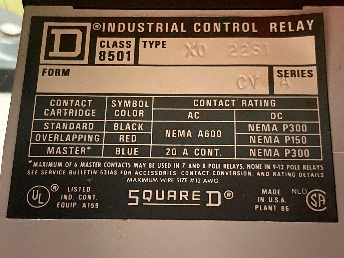 Square D,9039XG1,Ser A Lightning Contactor