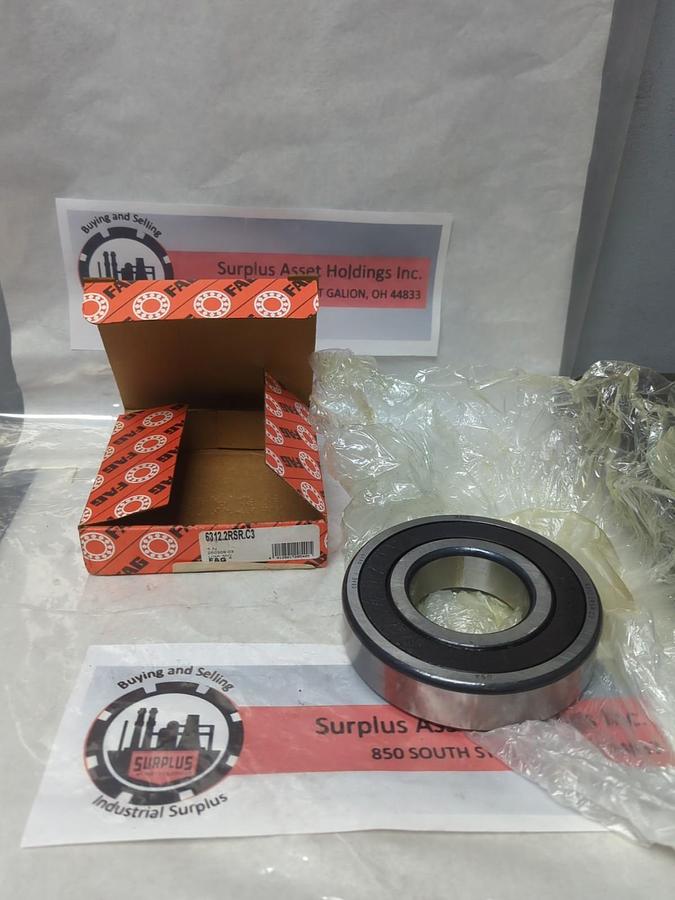 FAG,6312 2RSR C3,RUBBER SEALED DEEP GROOVE BALL BEARING 60MM BORE NOS