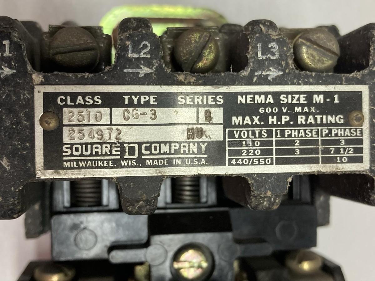 Used Square D,Class 2510 Type CG-3,Manual Starter Size M-1 Series B 600V