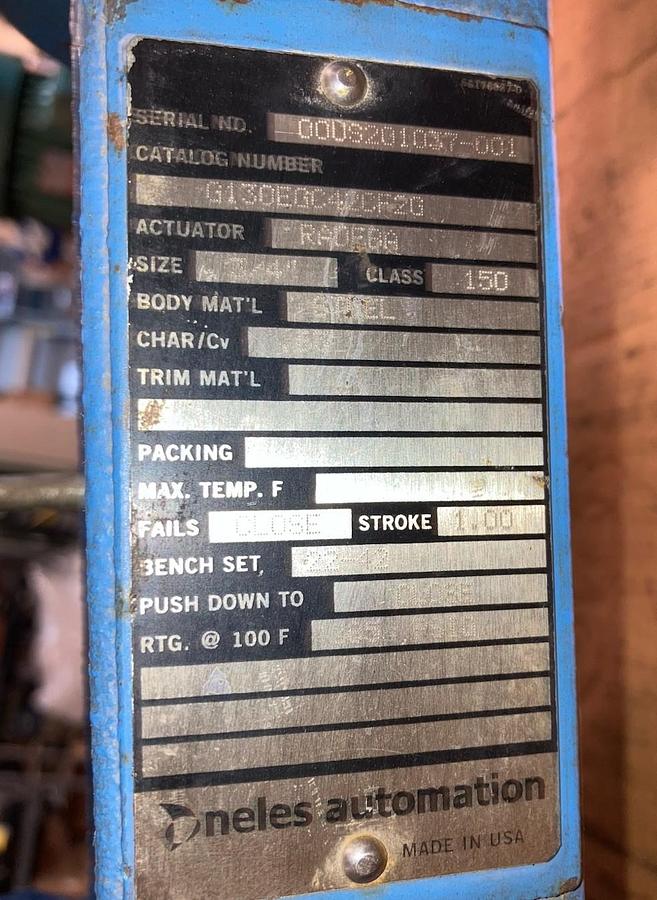 Used Neles-Jamesburry,G130EGC42CF2G,Steel Control Valve Size 3/4" Class 150