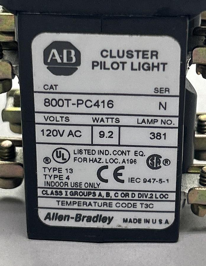 ALLEN BRADLEY,800T-PC416,CLUSTER PILOT LIGHT NOS