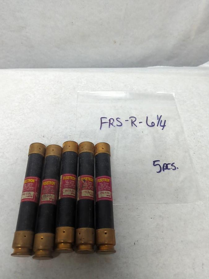 Used COOPER BUSSMANN,FRS-R-6-1/4,FUSETRON 6-1/4 AMP FUSE LOT OF 5 PRE-OWNED