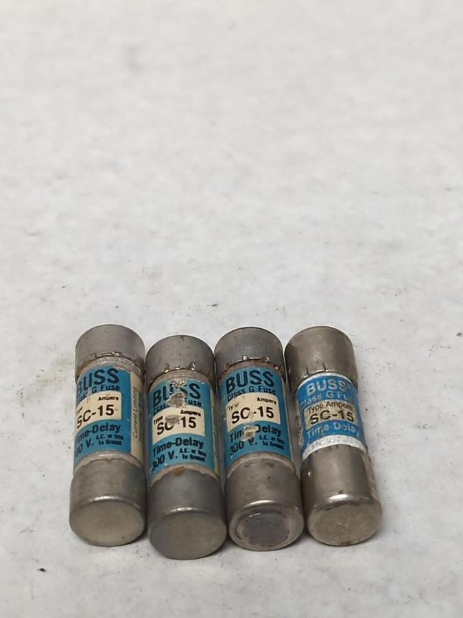 Used COOPER BUSSMANN,SC-15,CLASS G FUSE 15 AMP LOT OF 4 PRE-OWNED