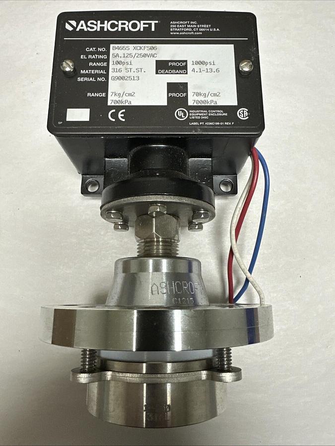 Ashcroft,B465S XCKFS06,Pressure Control Switch