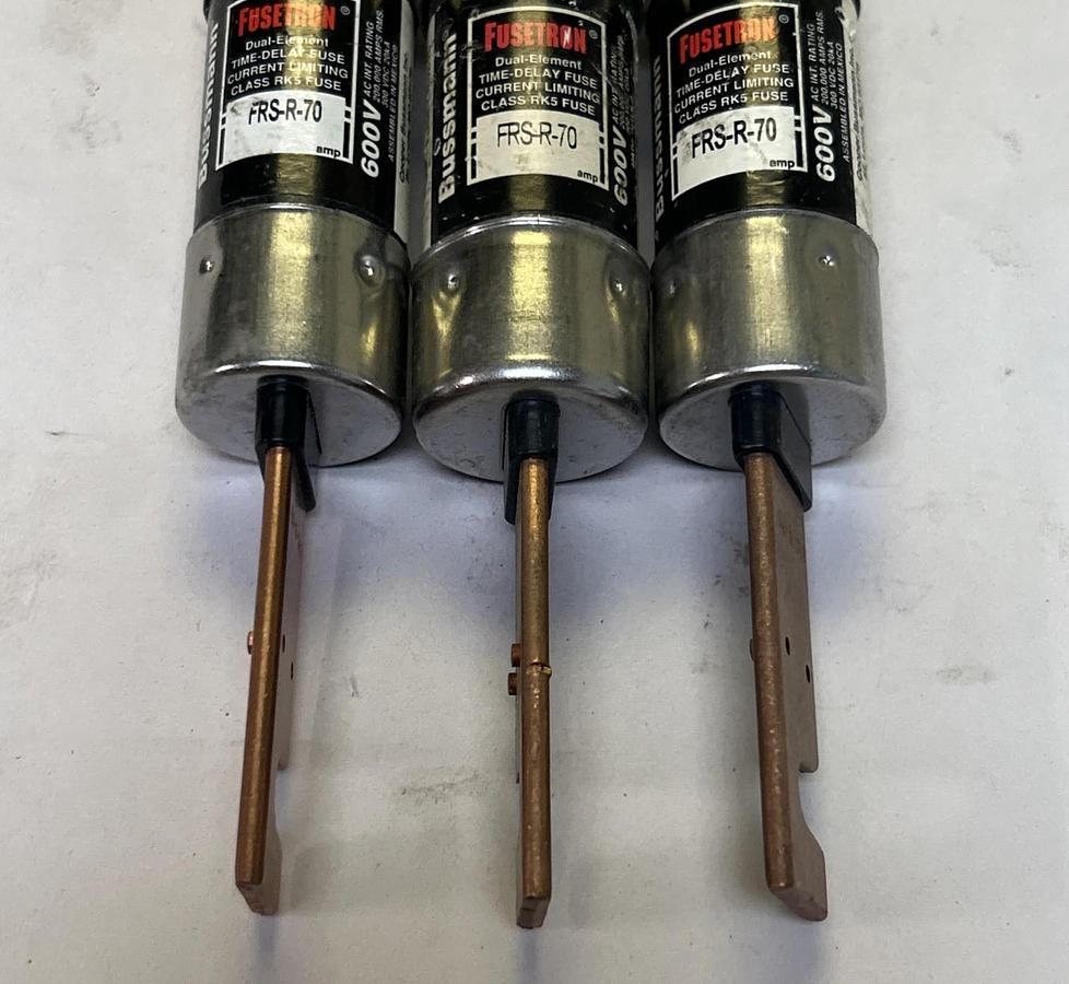 Used COOPER BUSSMANN,FRS-R-70,FUSETRON FUSE 70A 600V LOT OF 3