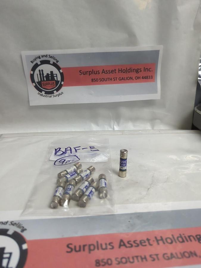 COOPER BUSSMANN,BAF-5,BUSS 5 AMP FUSE LOT OF 9 NOS