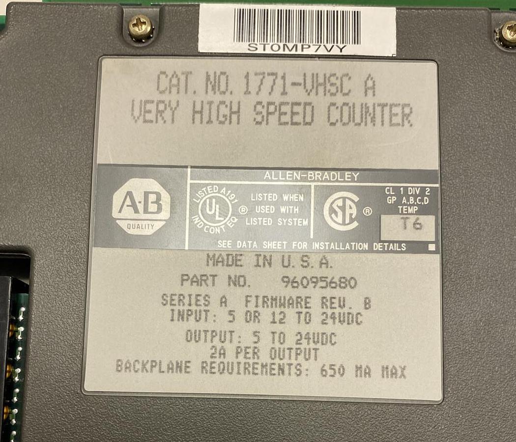 Used Allen-Bradley,1771-VHSC,Series A High Speed Counter Module