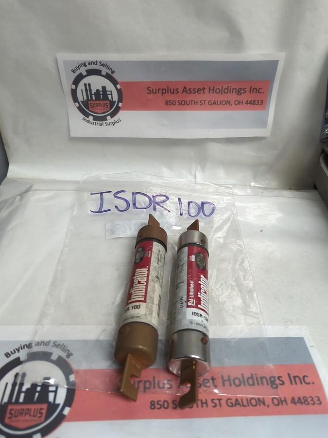 Used LITTELFUSE,IDSR100,INDICATOR 100 AMP FUSE LOT OF 2 PRE-OWNED