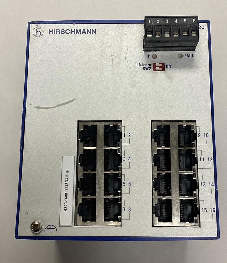 Used HIRSCHMANN,RS20,RAIL SWITCH 16 PORT 18-30VAC 9.6-60VDC