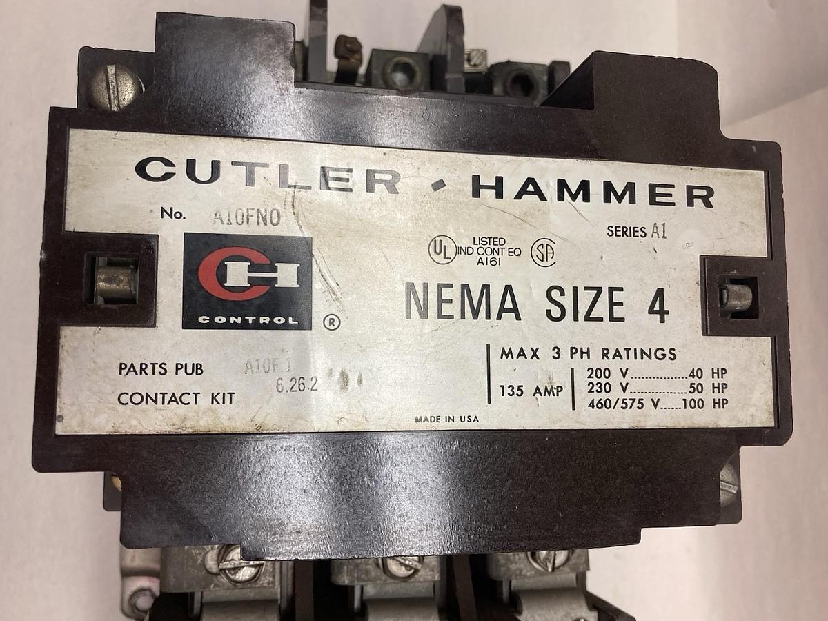 Used Cutler-Hammer,A10FN0,Motor Starter Nema Size 4 Ser A1 135A