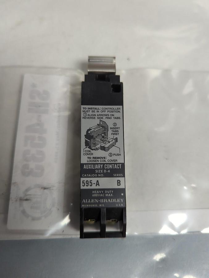 Used ALLEN BRADLEY,595-A,SERIES B AUXILIARY CONTACT SIZE 0-4 PRE-OWNED