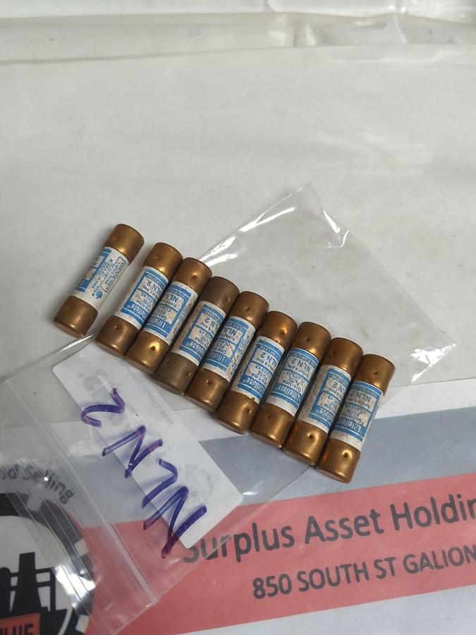 Used LITTELFUSE,NLN2,ONE-TIME 2 AMP FUSE LOT OF 9 PRE-OWNED